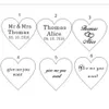 Nya grossist-50 st Anpassade kristallhjärta Personliga Mr Mrs Love Heart Wedding Souvenir Table Dekoration Centerpieces Favoriter