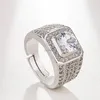 Abra Ajustável Cúbico Cúbico Diamante Cluster Anéis Banda Dedo Silver Champion Ring para Homens Fashion Jewelry Will e Sandy