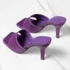 Terlik Yaz Ince Topuklu Kadın Seksi Parti Elbise Ayakkabı Yeni Trend Bayanlar Slaytlar 9 5 cm Yüksek Sandalet Tasarımcısı Boyutu 42 220308