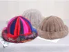 Buiten Winter Warm Zachte Gebreide Real Echt Vossenbont Mutsen Dames Mink Caps Mutsen Party Hat