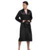 Men's Sleepwear Black Men Satin Rayon Robe Gown Solid Color Kimono Bath Nightwear Lounge Casual Male Nightgown Home Wear