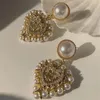 Baumeln Kronleuchter 2021 Vintage Barock Perle Große Liebe Herz Tropfen Ohrringe Gold Farbe Metall Geometrisch Für Frauen Mädchen Party Reise schmuck