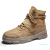 Winter Men's Boots Fashion Thick Bottom Camel Beige Ankle Male Motorcycle Plush Warm High Top Shoes Man