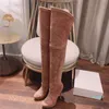 Designer- Fashion Frosted Leather Over the Knee Boots 14cm Super High Heel Long Tube Stretch Fall/Winter Waterproof Platform Womens