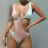 2021 Seksi Pembe Tek Parça Mayo Kadınlar Kesme Renkli Mayo Push Up Up Monokini Maymun Takımları Kızlar için Yüzme Takımını Plaj Giyim