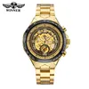 WINNER Men Watch Sport Design Bezel Golden Watch Mens Watches Top Brand Luxury Montre Homme Men Automatic Skeleton Watch 210517