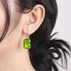 14k Oro Set Per Le Donne Rettangolo Originale Verde Peridot Pietre Preziose Anello Orecchini Ciondolo Argento Lucido 925 Gioielli