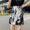 Nomikuma verão jupe femme estilo coreano cintura alta saia flor impressão a linha mini saias moda fashas mujer 210514