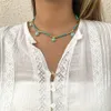 Unique Tassel Green Natural Stone Choker Necklace for Women Wedding Goth Light Luxury Bead Link Chain Female Jewelry
