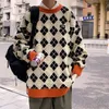 Zazomde Mężczyźni Hip Hop Swetry Streetwear Retro Dzianiny Pullover Topy Geometria Casual Knit Warm Harajuku Sweter 220105