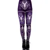 Gotiska ouija tryckta leggings get horn träning byxor kvinnor elastiska hexagram byxor svart bottnar kvinnlig 211215