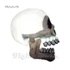 Personalized Scary Lighting Inflatable Devil Skull White Air Blown Death Head Bone Model Cranium Balloon For Halloween Party Decoration