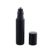 100PCS 10 ml Svart UV Essential Oljevals på flasksflaskor med stål metallrullboll för parfym sn434