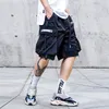 EFUNGAL Hip Hop Knee Length Pocket Reflective Stripe Summer Shorts Men Fashion Streetwear Loose Jogger Male Urban 220301