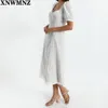 Kobiety Biały Kwiatowy wzór Sexy Dress Vintage Guzik Krótki Rękaw Ladies Party Club Bodycon Midi Summer Dresses 210520