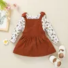 Mädchen Kleidung Set Blumen Tops + Hosenträger Kleid Outfits Herbst 2021 Kinder Boutique Kleidung 1-5T Kinder Baumwolle Lange Ärmel 2 PC Anzug Casual