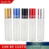 Wholesale 10ML Travel Trasparent Glass Roll on Perfume Bottle For Essential Oil Empty Cosmetic Containers With Steel Beads