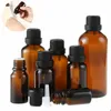 30ML العنبر الزجاج قارورة زجاجات الزيت الأساسية ماكياج الجرار حاوية مستحضرات التجميل مع التوصيل وقبعات للروائح