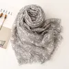 Fashion Women Spain Luxury Viscose Scarf Light Grey Floral Fringe Shawls and Wraps Foulard Echarpe Muslim Hijab 180*90Cm