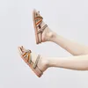 Fashion Gladiator Sandals Women Student Summer 4cm Height Increasing Irregular Color Tape Ladies Outdoor Holiday Shoes Dress