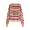 Hollow Out Vintage Tops Women 2021 O-neck Fashion Striped Sweater Female Casual Chic Elegant Sweater Top Lady Summer Y1110