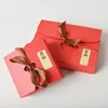 リボンのベーキングクッキーケーキボックスと30個の正方形の赤いクラフト紙のギフトボックス結婚式のパーティークリスマスの装飾ギフト