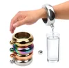 Portable 3.5oz Bracelet Bangle Hip Flask Handmade Stainless Steel Wine Bottle Liquor Flasks With Crystal Lid & Funnel For Women Men Party Hidden Whiskey Drink Bar BBQS