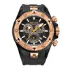 Reef Tiger/RT Men Sports Quartz Watches Chronograph Data Big Dial Black Steel Super Luminous Stop Watch Relogio Masculino zegarki