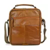 Casual Men Genuine Leather Oil Wax Messenger bolsas Small Briefcases Crossboday Bag