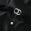 2021 fashion letter high-grade crystal brooch pearl pin shirt fixed button foreign trade jewelry