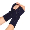 Cinq doigts gants femmes élégantes pour la main plus chaude hiver demi-doigt bras crochet tricot coeur mitaine chaude sans doigt