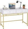 Modern Computer Desk with Double Drawers in Living Room Bedroom Multifunctional Dresser Console Table for Home Office