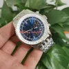 Excellent High quality men Wristwatches AB0127211C1A1 46mm Stainless Steel Blue Dial Luminescent VK Quartz Chronograph Working Mens Watch