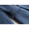 DEAT femmes bleu Double boutonnage poches Long Blazer nouveau cranté à manches longues Slim Fit veste mode marée été 7E8119 210428