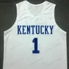 Personnalisé Vintage DEVIN BOOKER # 1 Kentucky Basketball Jersey Homme Tout Cousu Blanc Toute Taille 2XS-5XL Nom Et Numéro Top Qualité