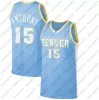 Yeni 15 Jokic Jamal 27 Murray 1 Porter Jr. Basketbol Jersey Erkek Allen 3 Iverson Carmelo Anthony Dikembe 55 Mutombo Retro Gömlek