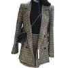 Autunno Inverno Runway Designer Tweed Abiti formali per donna Office Lady Plaid Blazer Jacket Top Minigonna 2 pezzi Set abiti da lavoro