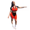 New Women tracksuits summer jogger suits short sleeve jacket crop top +shorts pants two piece set plus size 2XL outfits casual sportswear panelled sports sets 4683