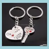 Keychains mode aessories zink legering sier vergulde geliefden cadeau paar ik hou van je hart sleutelhanger sleutels creatieve sleutel ketting drop levering 202