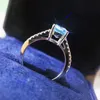 Arrival 100% 925 Sterling Silver Aquamarine Simulated Moissanite White Gold Color Wedding Rings Fine Jewelry Gifts Cluster250J