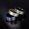 Contrast color Stainless Steel Groove Cross Band Rings Blue Black Gold Finger Ring for women men fashion jewelry will and sandy