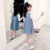 Teen Girls Clothing Blouse + Denim Vest Costume For Spring Autumn Outfit Casual Style Kids 210527