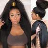 Kinky Straight Lace Frontal Wig Human Brazilian Remy Hair Pre Plucked 180% Dentity Synthetic Wigs For Black Women