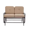 Garten Liebessitz Outdoor Swing Segelflugzeug Rockin Bank für 2 Personen Doppel Sofa Patio Stahl Rahmen Stuhl Set mit Kissen Beige