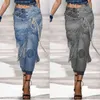 Calças jeans femininas moda cintura alta mãe mostrar primavera verão retrô rua vestido solto largo perna 211129