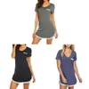 Soft Women Sexy Sleepwear Dress Cotton Solid Color Lace Stitching V Neck Short Sleeve Nightwear Lingerie Home Clothing 210924