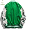 Hip Hop Varsity Jacket Män Vinterbrev Broderier Patchwork Color Block Baseball Coat Women College Unisex Outwear 211126