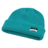 Autumn Winter Men's Ribbed Knit Skull Cap Women Beanie Cuff Hat with Tag Toque Dark Grey Orange White Black Blue-green Pink Y21111