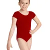 幼児女の子半袖ダンスウェアレオタードスパンデックス芸術体操トップス子供のためのダンス服バレエボディスーツ伸縮性 D303b