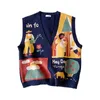 Losse Koreaanse sweaters Vest Mens Afdrukken Losse Fit Jumpers Knitwear Mouwloze Trui Mannen Casual Mannen Kleding 210809